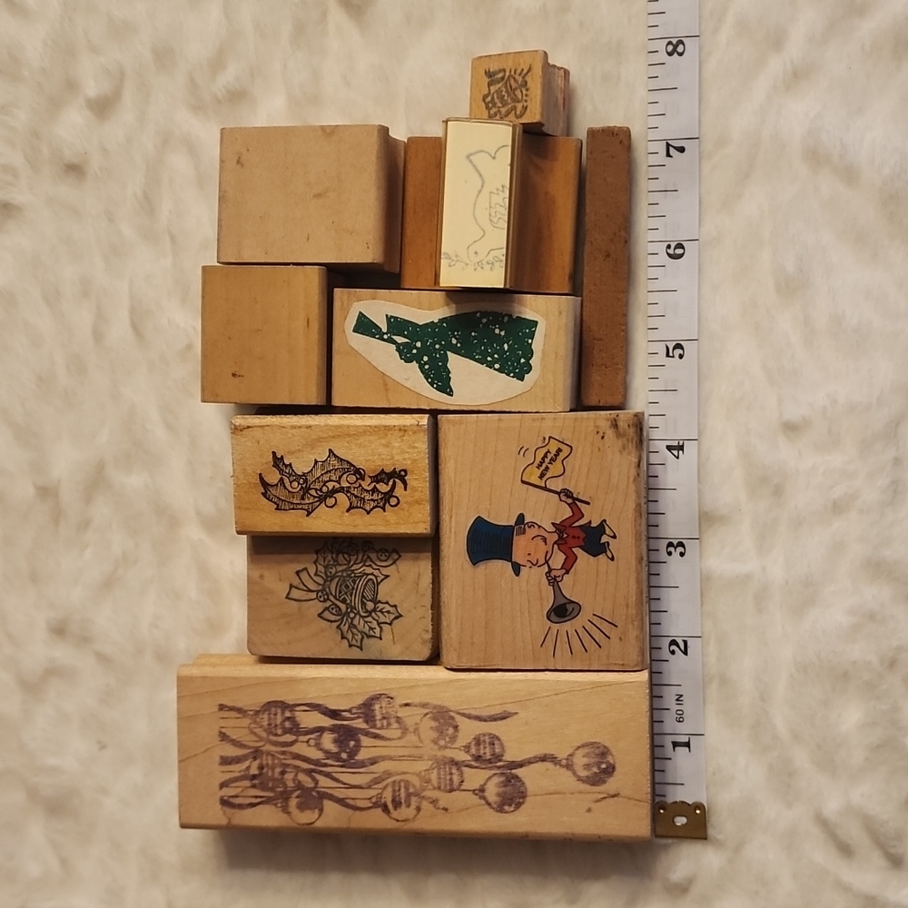 Set of 10 Vintage Winter Holiday Themed Stamps